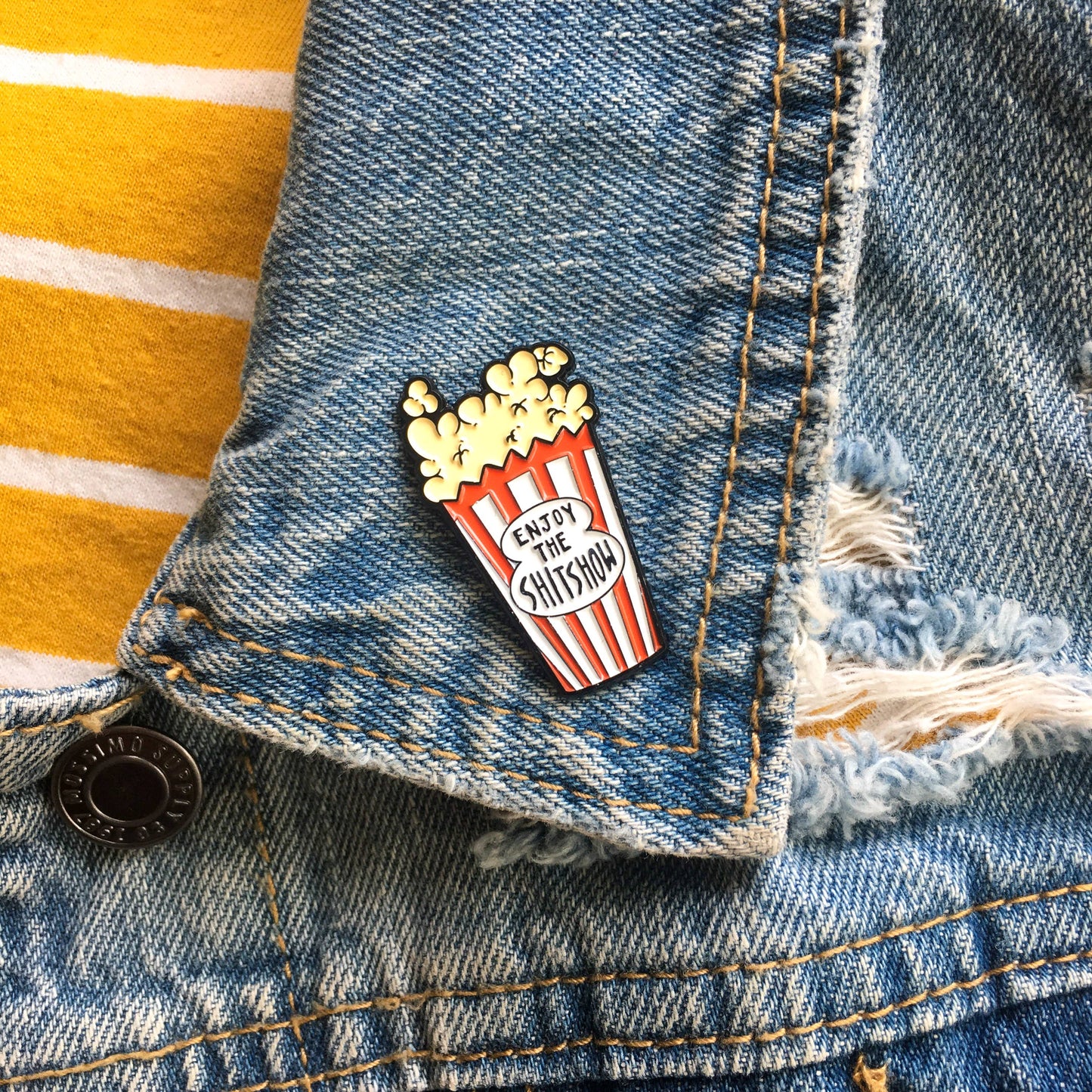 Enjoy the Shit Show Movie Theater Popcorn Enamel Pin