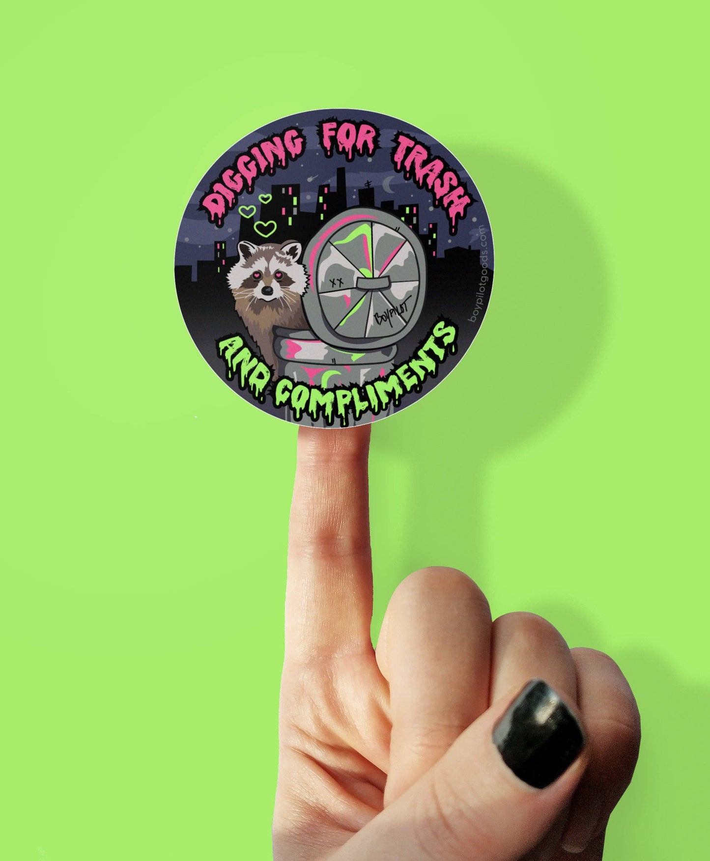 Digging for Trash Raccoon Sticker