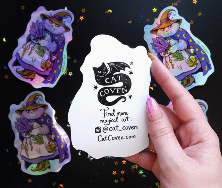 Lavender Cat Witch Sticker