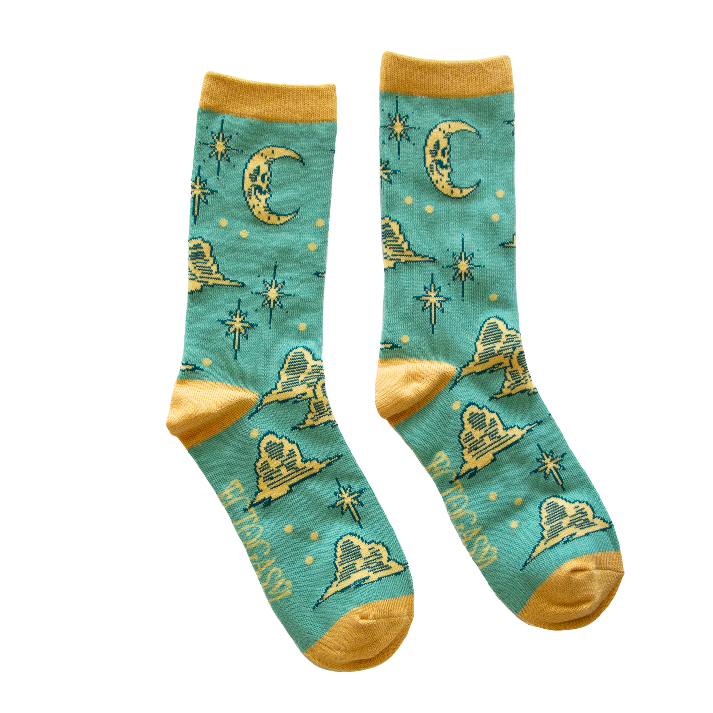 Vintage Skull Moon Socks in Teal