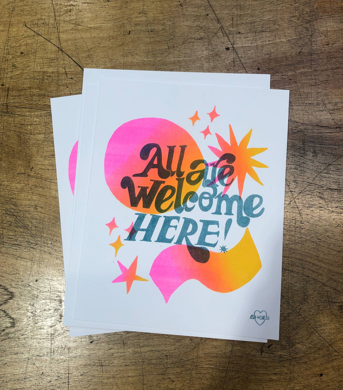 All Are Welcome Here Risograph Art Print