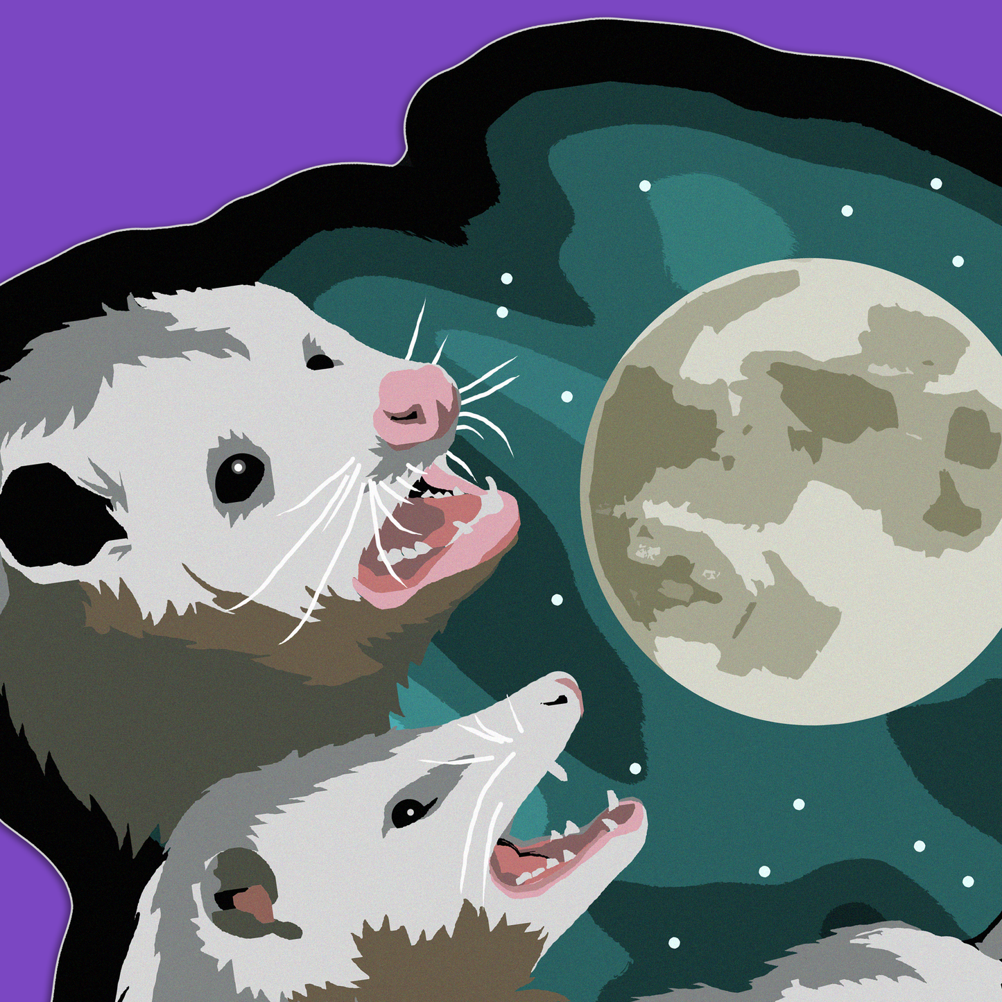 Three Possum Moon Sticker