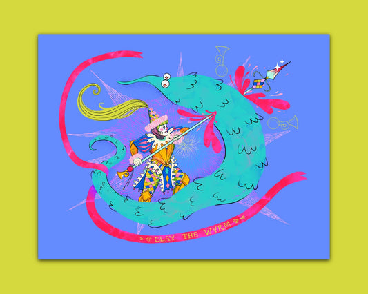Clown Knight & The Wyrm Art Print