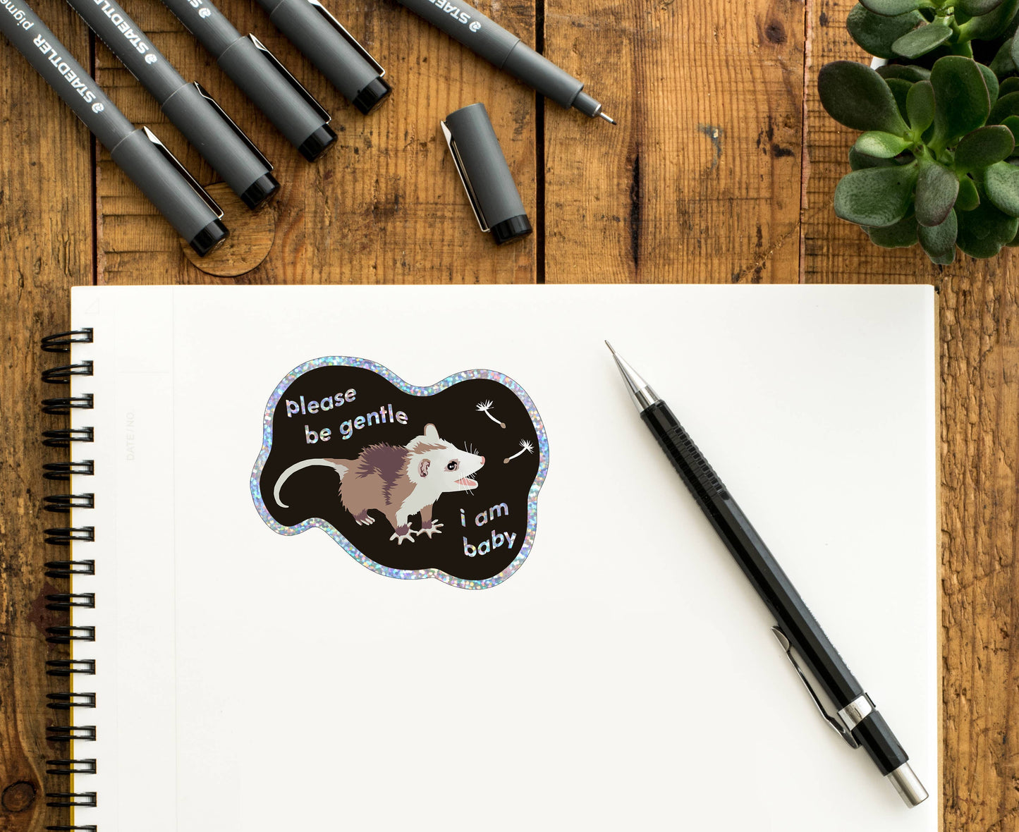 Please Be Gentle Baby Possum Sticker
