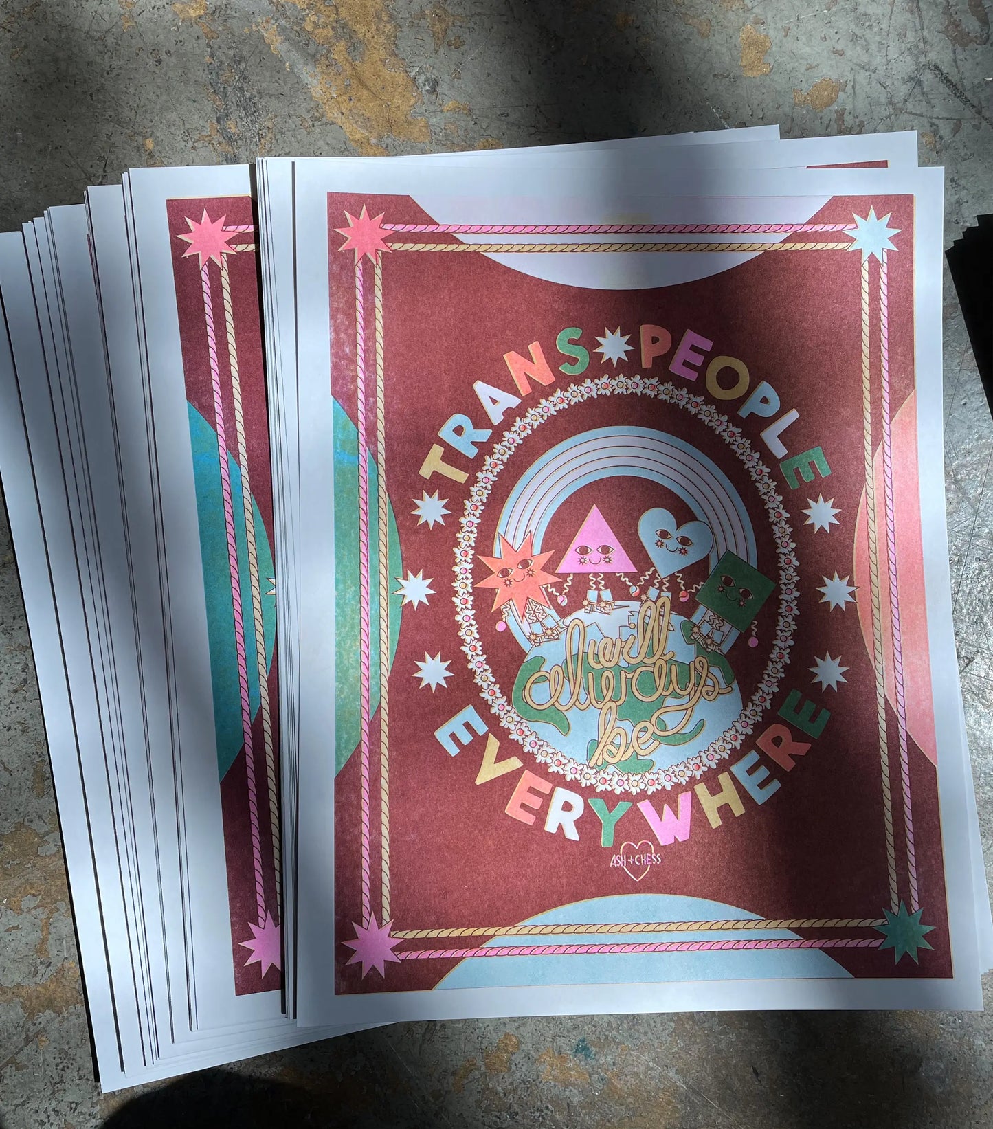 Trans People Will Always Be Everywhere Risograph Print