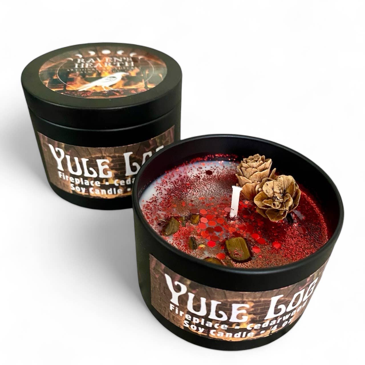Yule Log Candle - Fireplace & Cedarwood Scent