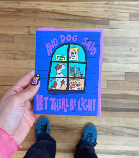 Let There Be Light Dog Hanukkah Card