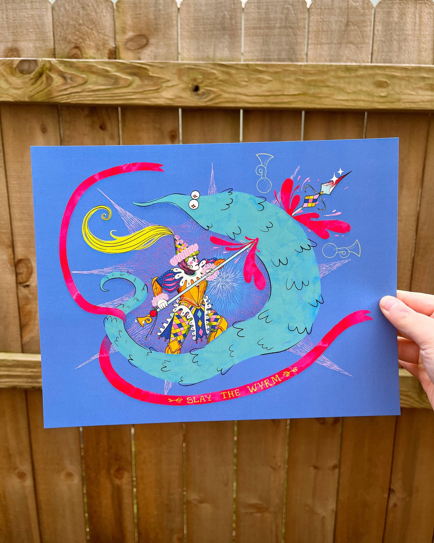 Clown Knight & The Wyrm Art Print