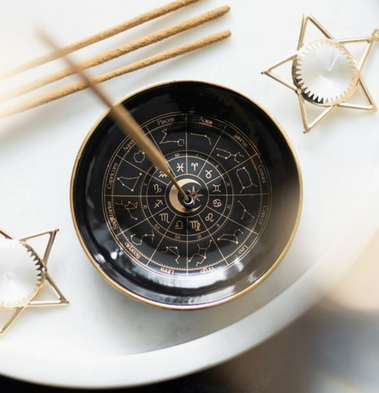 Astrology Wheel Ceramic Incense or Trinket Dish