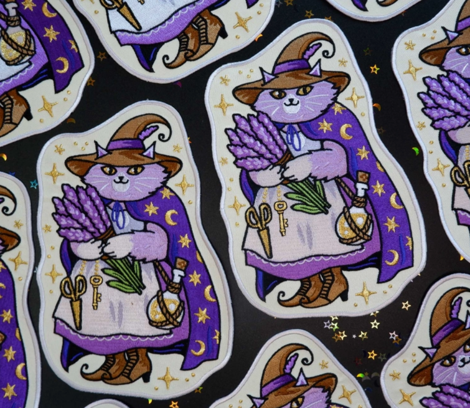 Lavender Cat Witch Patch