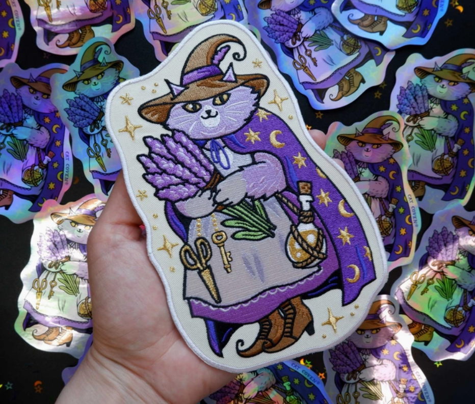 Lavender Cat Witch Patch