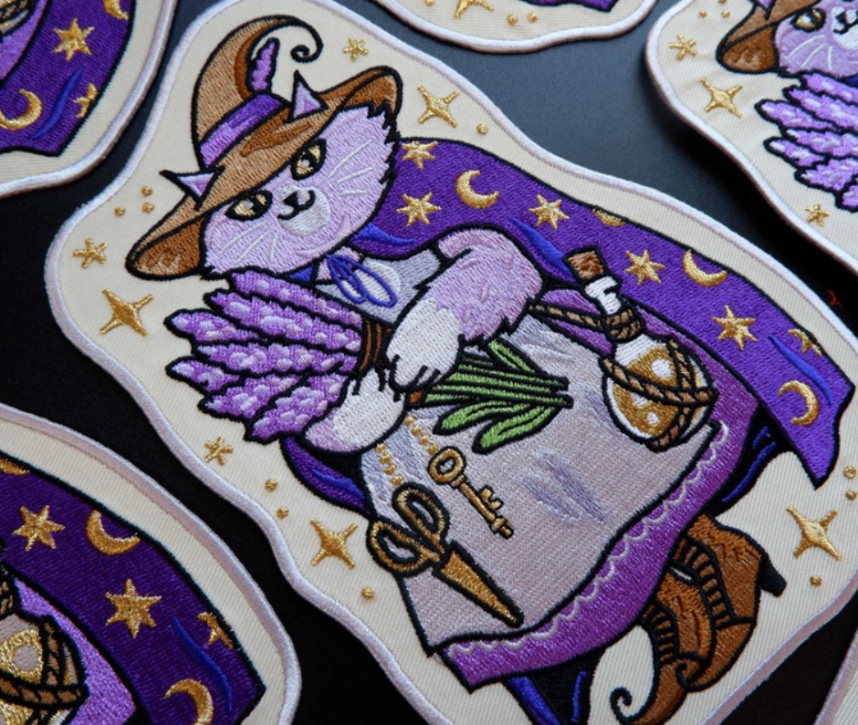 Lavender Cat Witch Patch