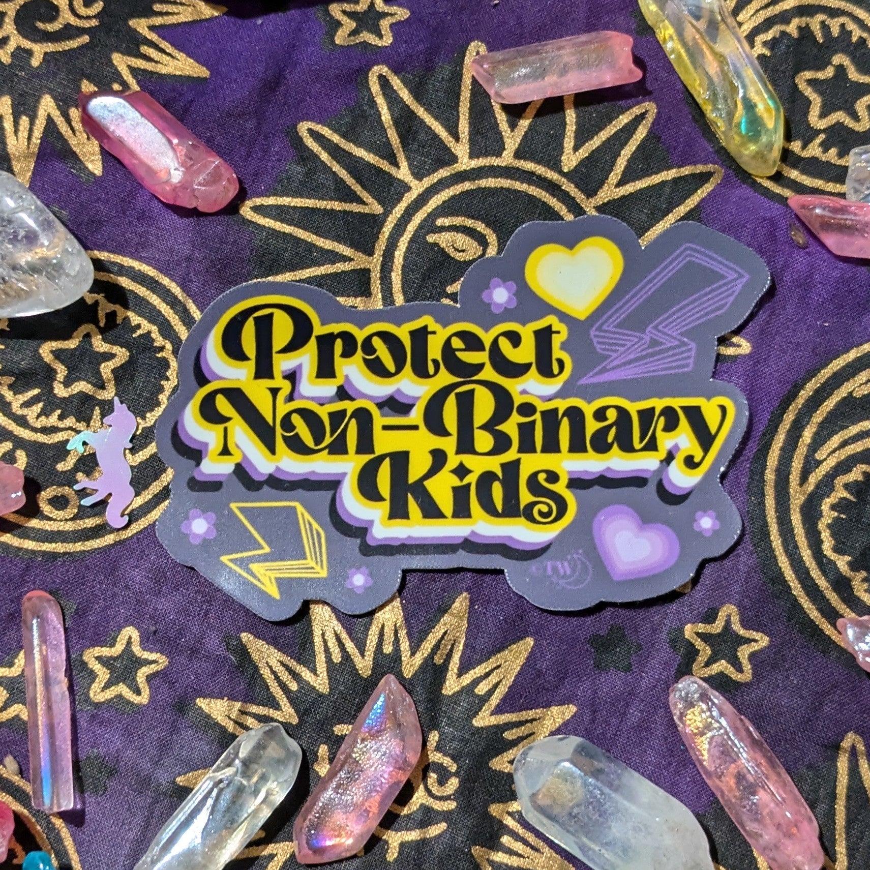 Protect Non-Binary Kids Retro Sticker – Maude's Paperwing Gallery
