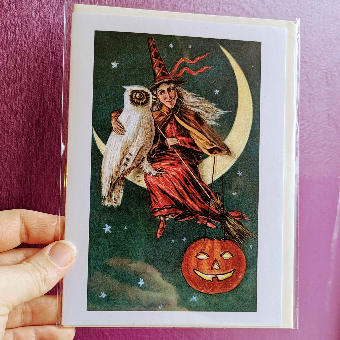 Witch with White Owl Card