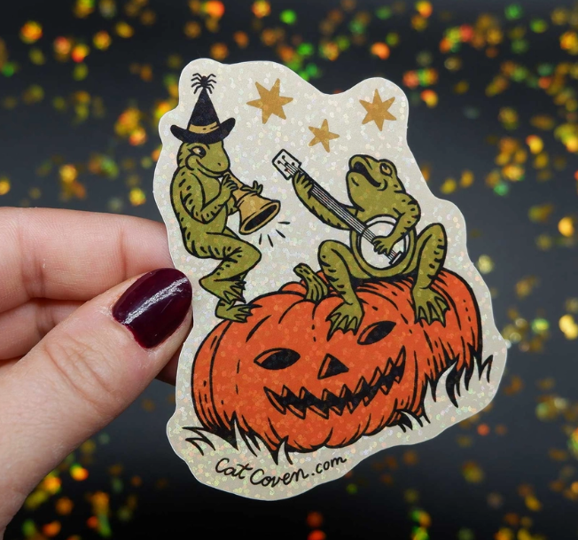 Halloween Frogs Glitter Sticker - Sticker Club