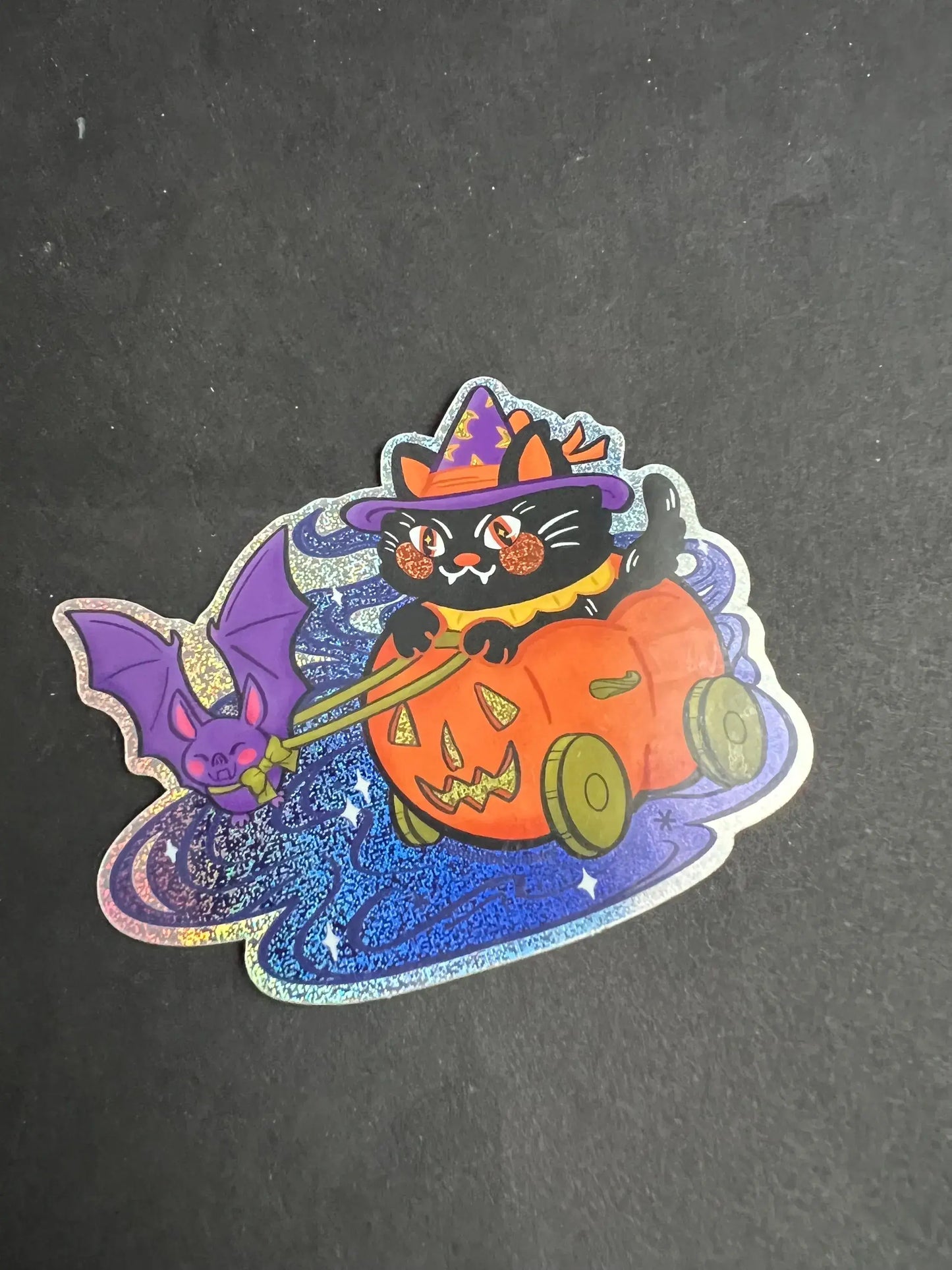 Halloween Wizard Witch Cat Vinyl Sticker