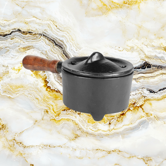 Cast Iron Cauldron with Wooden Handle