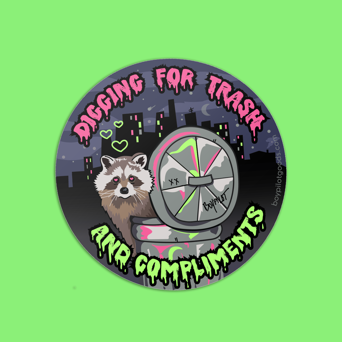Digging for Trash Raccoon Sticker