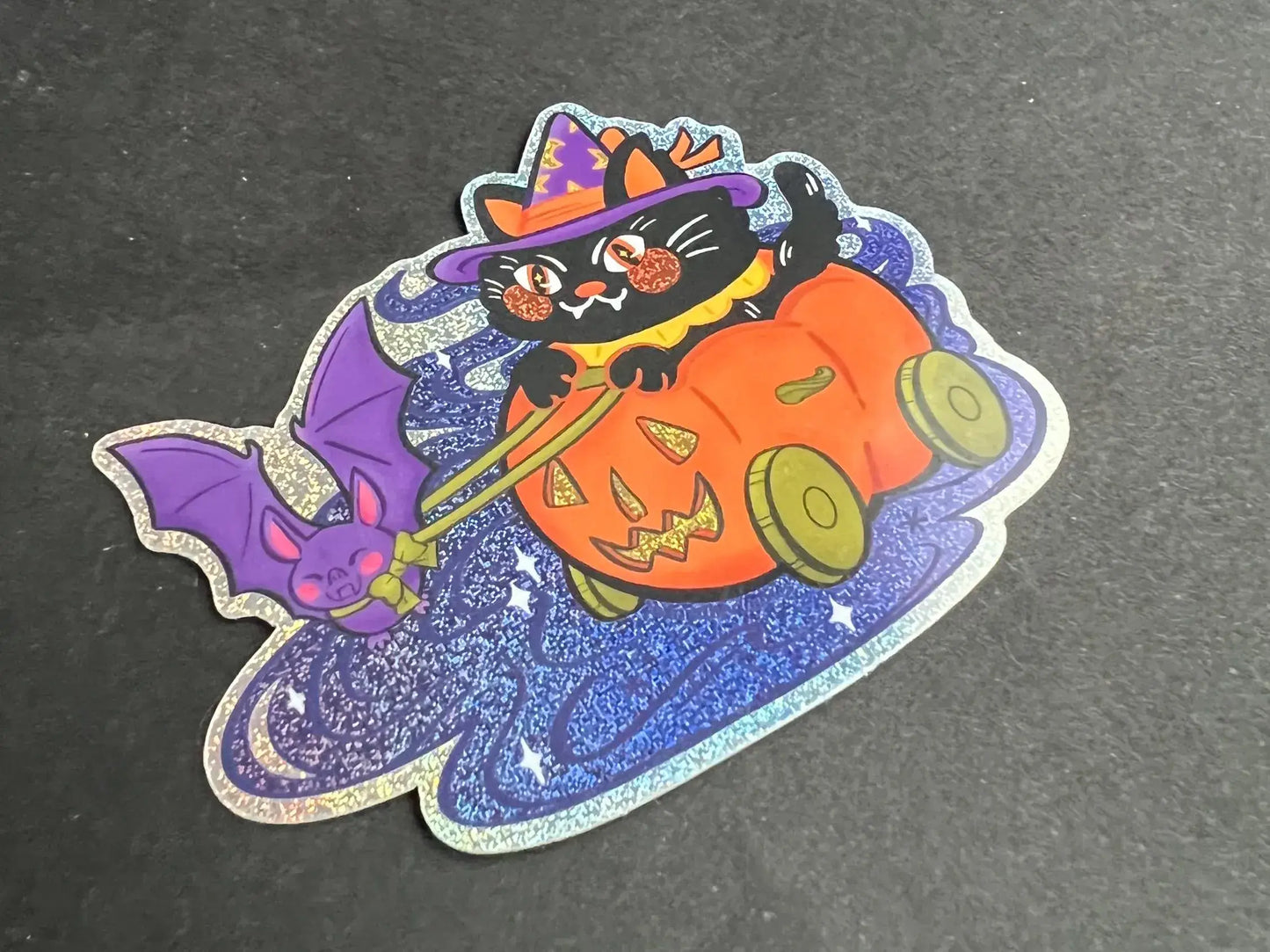 Halloween Wizard Witch Cat Vinyl Sticker