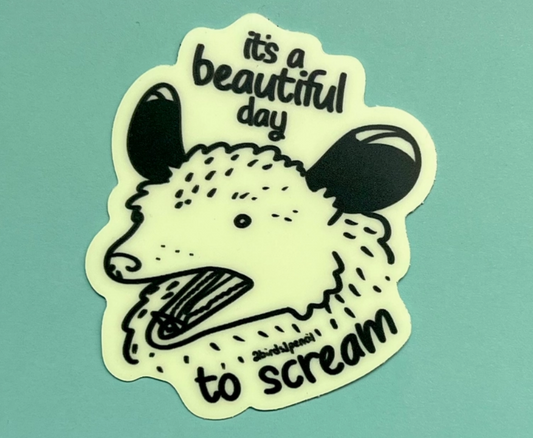 Glow in the Dark Possum Sticker