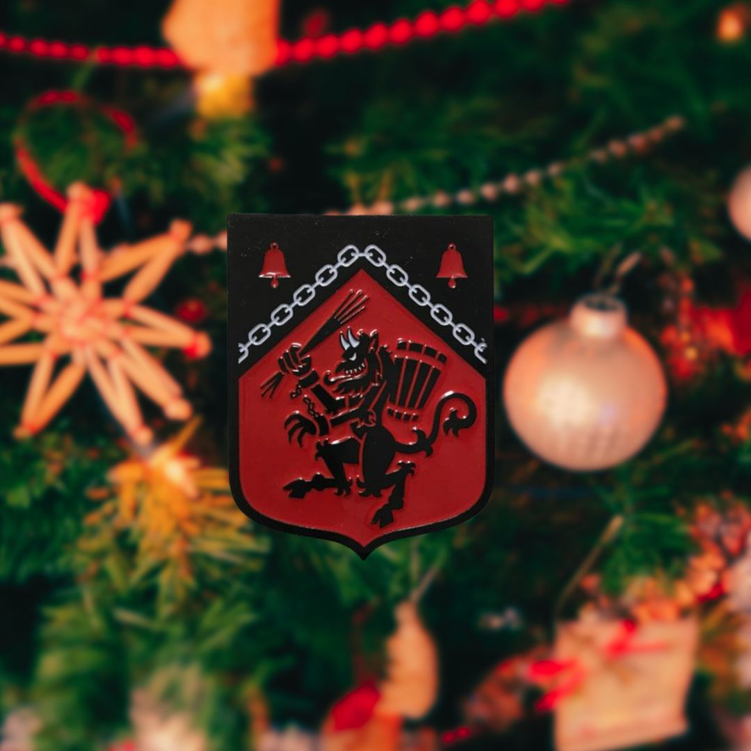Krampus Rampant Heraldic Shield Enamel Pin