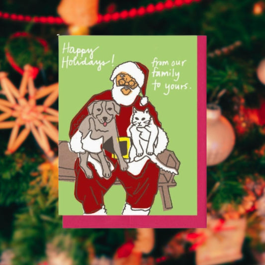 Pet Photo with Santa Holiday Card